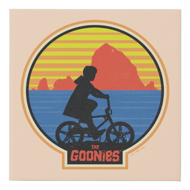 The Goonies Retro Mikey Riding Bike Graphic Faux Canvas Print (Front)