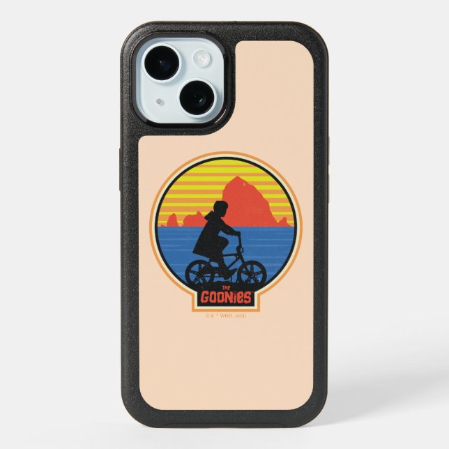 The Goonies Retro Mikey Riding Bike Graphic iPhone 15 Case (Back)