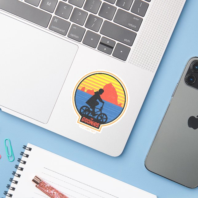 The Goonies Retro Mikey Riding Bike Graphic Sticker (Laptop w/ iPhone)