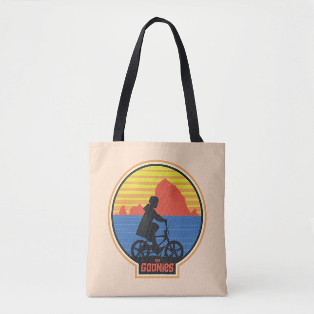 The Goonies Retro Mikey Riding Bike Graphic Tote Bag (Front)