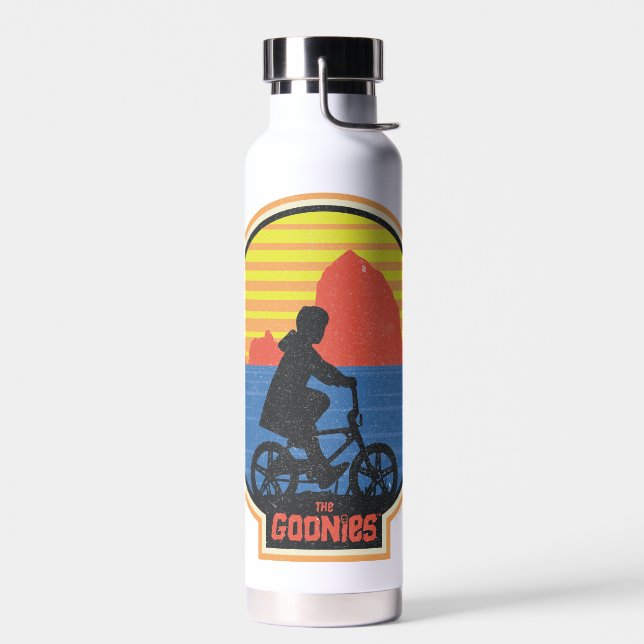 The Goonies Retro Mikey Riding Bike Graphic Water Bottle (Left)