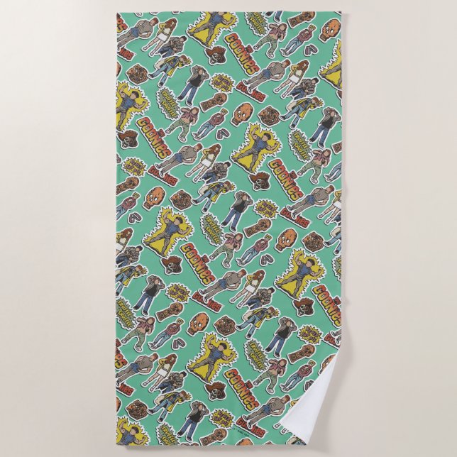 The Goonies Retro Sticker Pattern Beach Towel (Front)