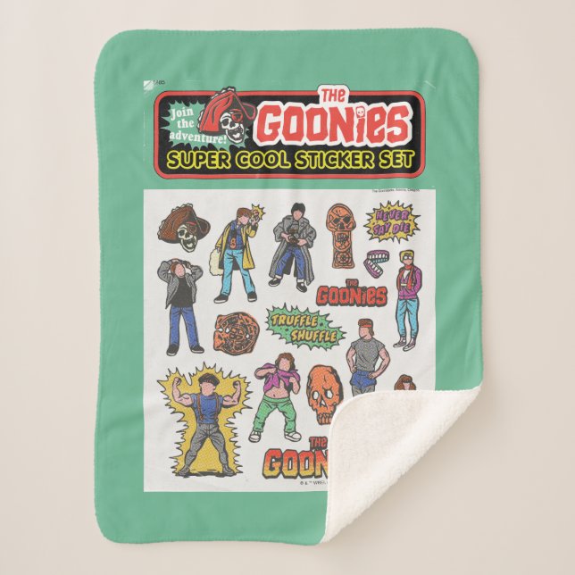The Goonies Retro Sticker Sheet Graphic Sherpa Blanket (Front)