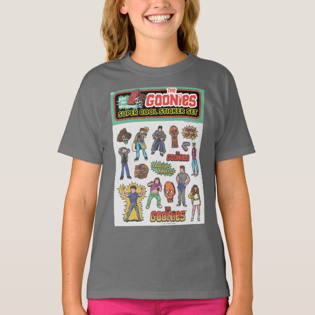 The Goonies Retro Sticker Sheet Graphic T-Shirt (Front)