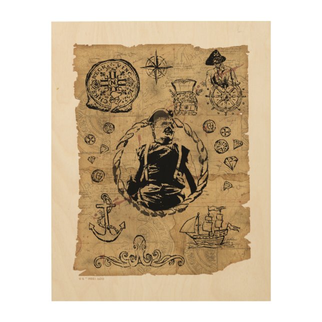 The Goonies Sloth Treasure Map Wood Wall Art (Front)