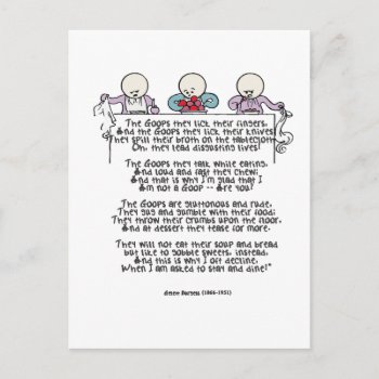 The Goops They Lick Their Fingers Postcard by ginnyl52 at Zazzle