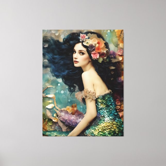 The Gorgeous Mermaid Collage Canvas Print (Front)