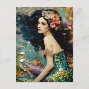 The Gorgeous Mermaid Collage Postcard