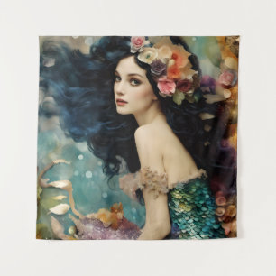 The Gorgeous Mermaid Collage Tapestry