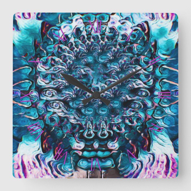 The gorgon head square wall clock (Front)