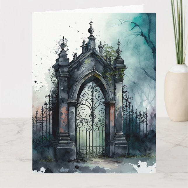 The Gothic Cemetery Gate Series Design 11 Card (Front)