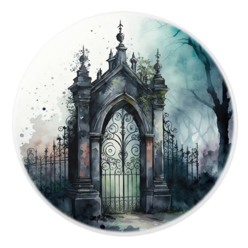 The Gothic Cemetery Gate Series Design 11 Ceramic Knob