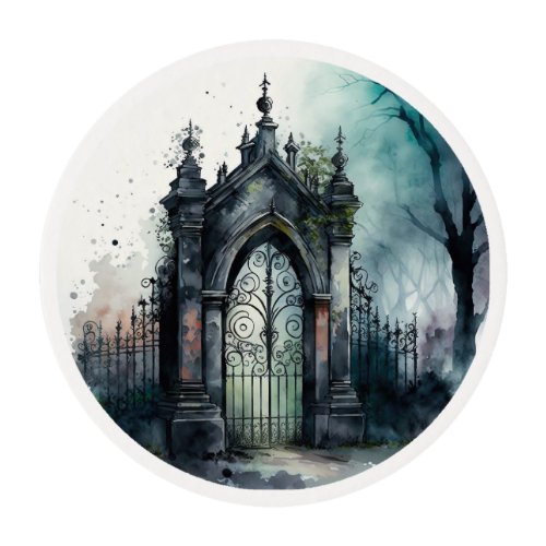 The Gothic Cemetery Gate Series Design 11 Edible Frosting Rounds