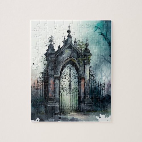 The Gothic Cemetery Gate Series Design 11 Jigsaw Puzzle