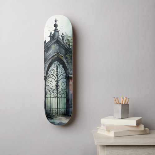 The Gothic Cemetery Gate Series Design 11 Skateboard
