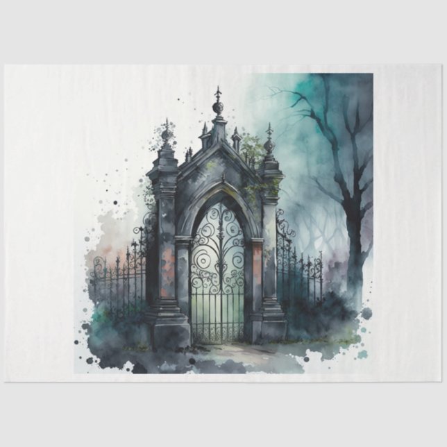 The Gothic Cemetery Gate Series Design 11 Tissue Paper (Front)