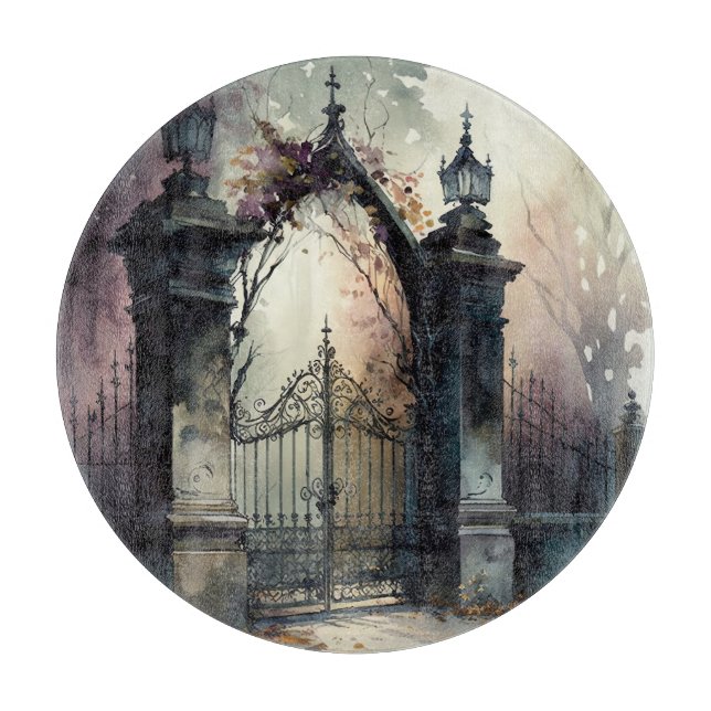 The Gothic Cemetery Gate Series Design 12 Cutting Board (Front)