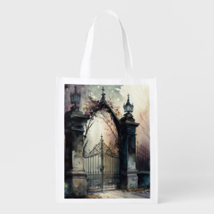 The Gothic Cemetery Gate Series Design 12 Grocery Bag