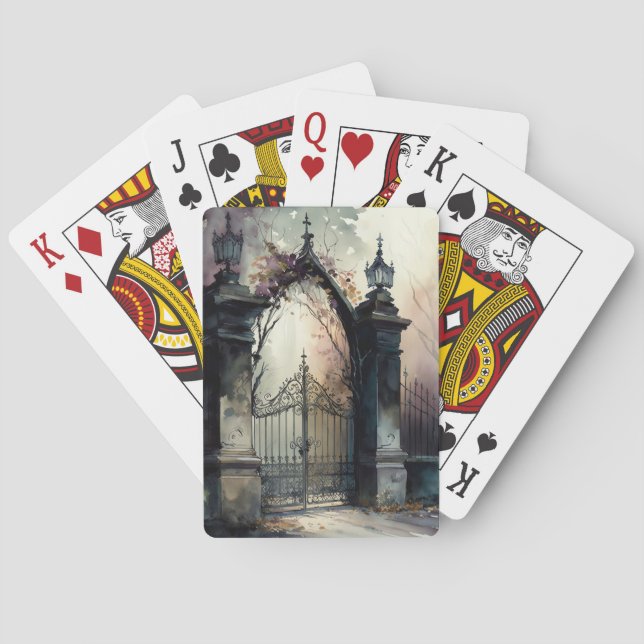 The Gothic Cemetery Gate Series Design 12 Poker Cards (Back)