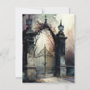 The Gothic Cemetery Gate Series Design 12 Postcard