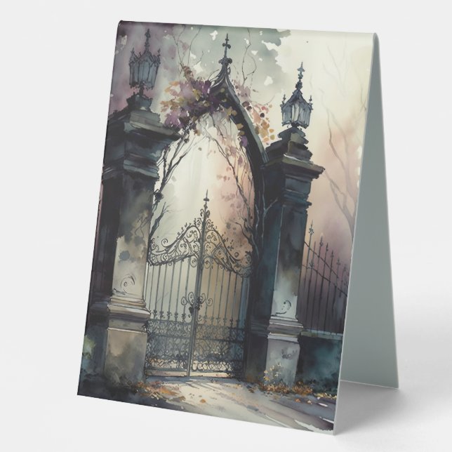 The Gothic Cemetery Gate Series Design 12 Table Tent (Front)