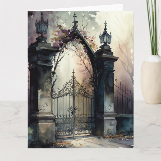 The Gothic Cemetery Gate Series Design 12 Thank You Card (Front)