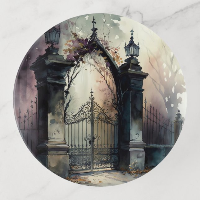 The Gothic Cemetery Gate Series Design 12 Trinket Tray (Front)