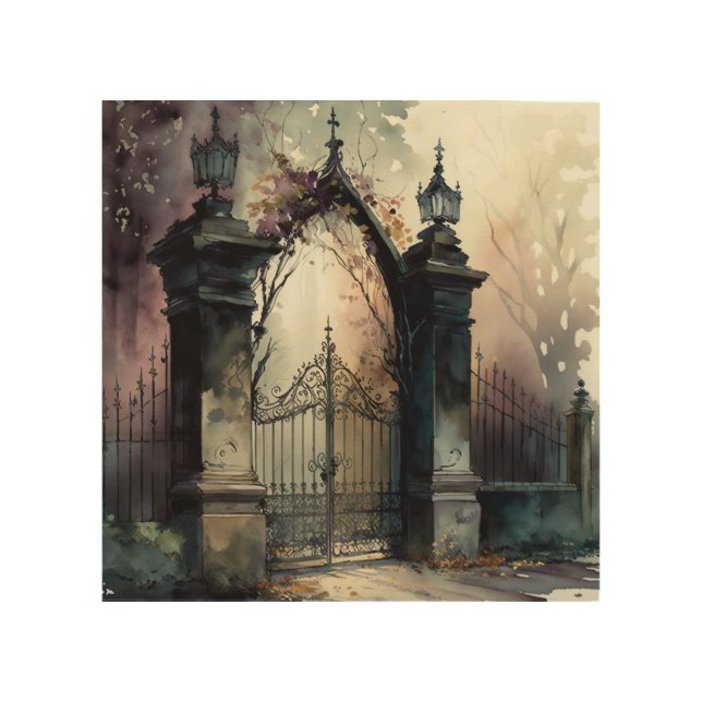 The Gothic Cemetery Gate Series Design 12 Wood Wall Art (Front)