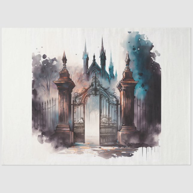 The Gothic Cemetery Gate Series Design 1 Tissue Paper (Front)