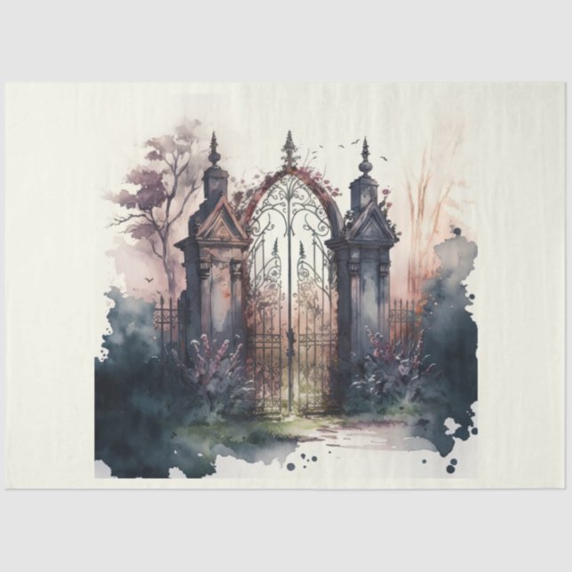 The Gothic Cemetery Gate Series Design 3 Tissue Paper (Front)