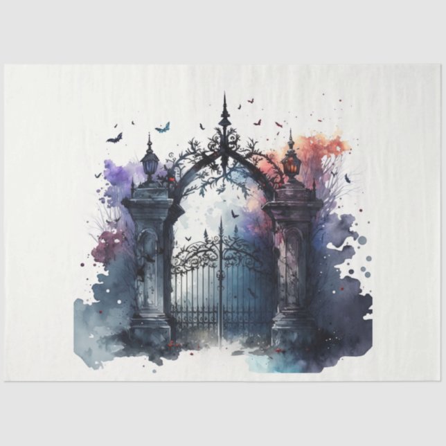 The Gothic Cemetery Gate Series Design 5 Tissue Paper (Front)