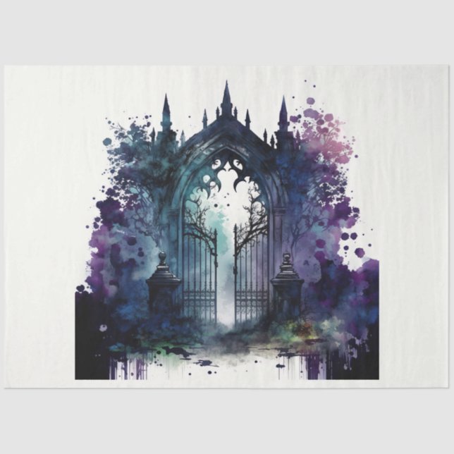 The Gothic Cemetery Gate Series Design 6 Tissue Paper (Front)