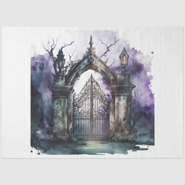 The Gothic Cemetery Gate Series Design 7 Tissue Paper (Front)
