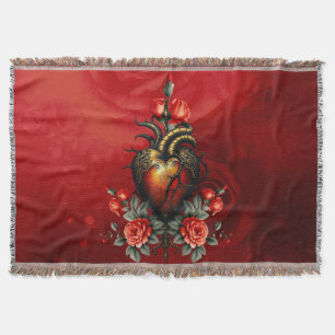 The Gothic elegance of the heart Throw Blanket