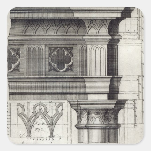 The Gothic Entablature Square Sticker (Front)