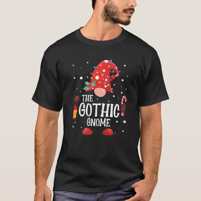 The Gothic Gnome Matching Family Christmas Gnome P T-Shirt (Front)