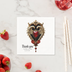 The gothic heart of fire and gold. napkins