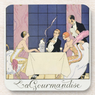 The Gourmands, 1920-30 (pochoir print) Coaster