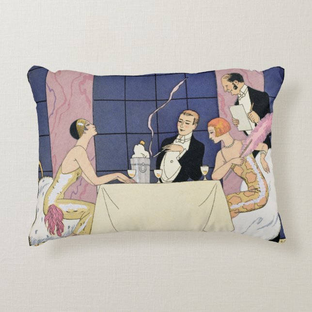 The Gourmands, 1920-30 (pochoir print) Decorative Pillow (Front)