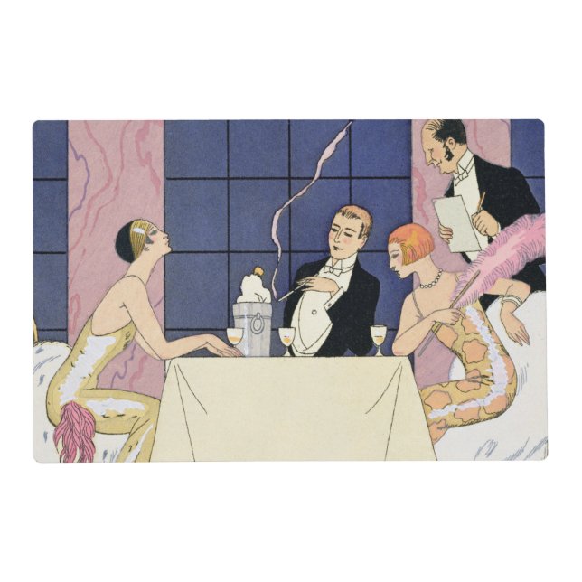 The Gourmands, 1920-30 (pochoir print) Placemat (Front)