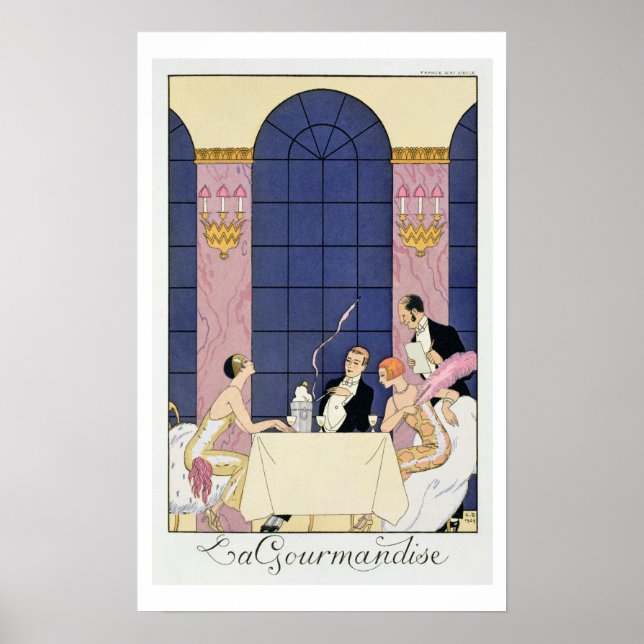 The Gourmands, 1920-30 (pochoir print) Poster (Front)