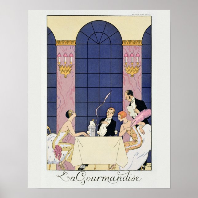 The Gourmands, 1920-30 (pochoir print) Poster (Front)