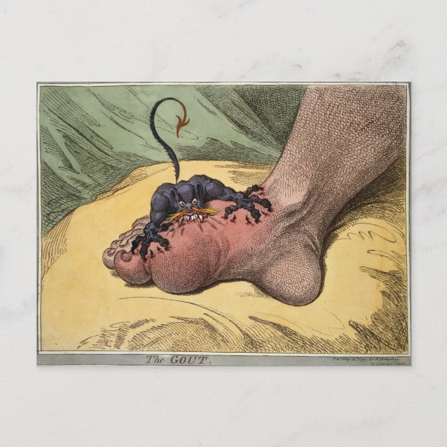 The Gout (by 18th-century cartoonist James Gilray) Postcard (Front)