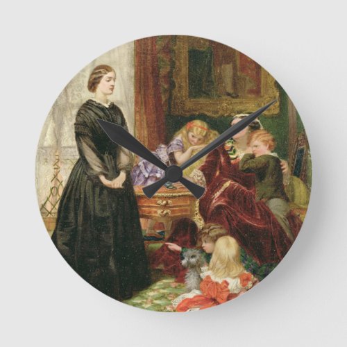 The Governess 1860 oil on canvas Round Clock