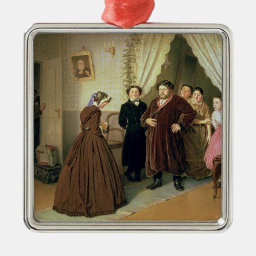 The Governess Arriving at the Merchants House Metal Ornament