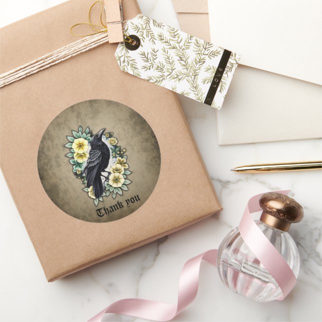 The grace and elegance of the raven. classic round sticker (Gifting)