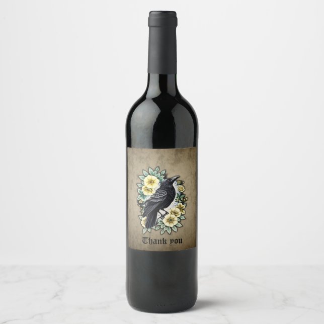 The grace and elegance of the raven. wine label (Front)