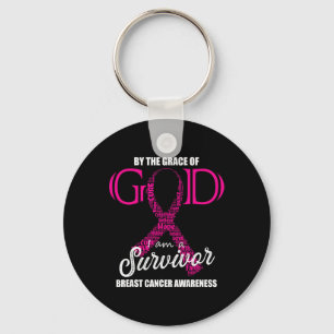 The Grace Of God I Am A Breast Cancer Survivor 2 Keychain