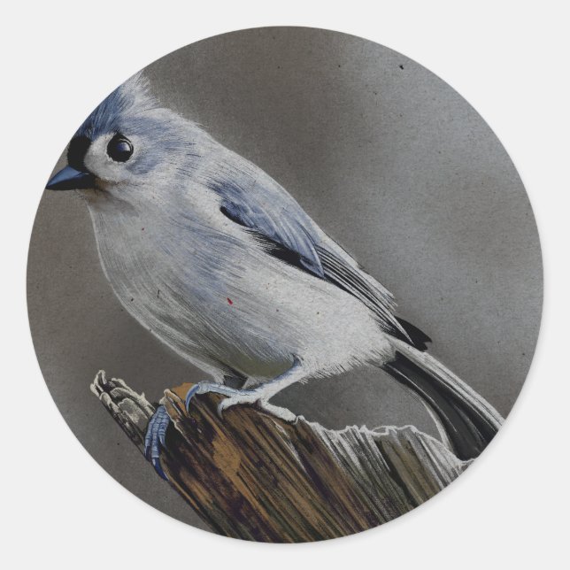 The Grace of the Tufted Titmouse Classic Round Sticker (Front)