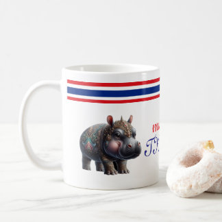 The graceful Thai pygmy hippopotamus, moo deng mug